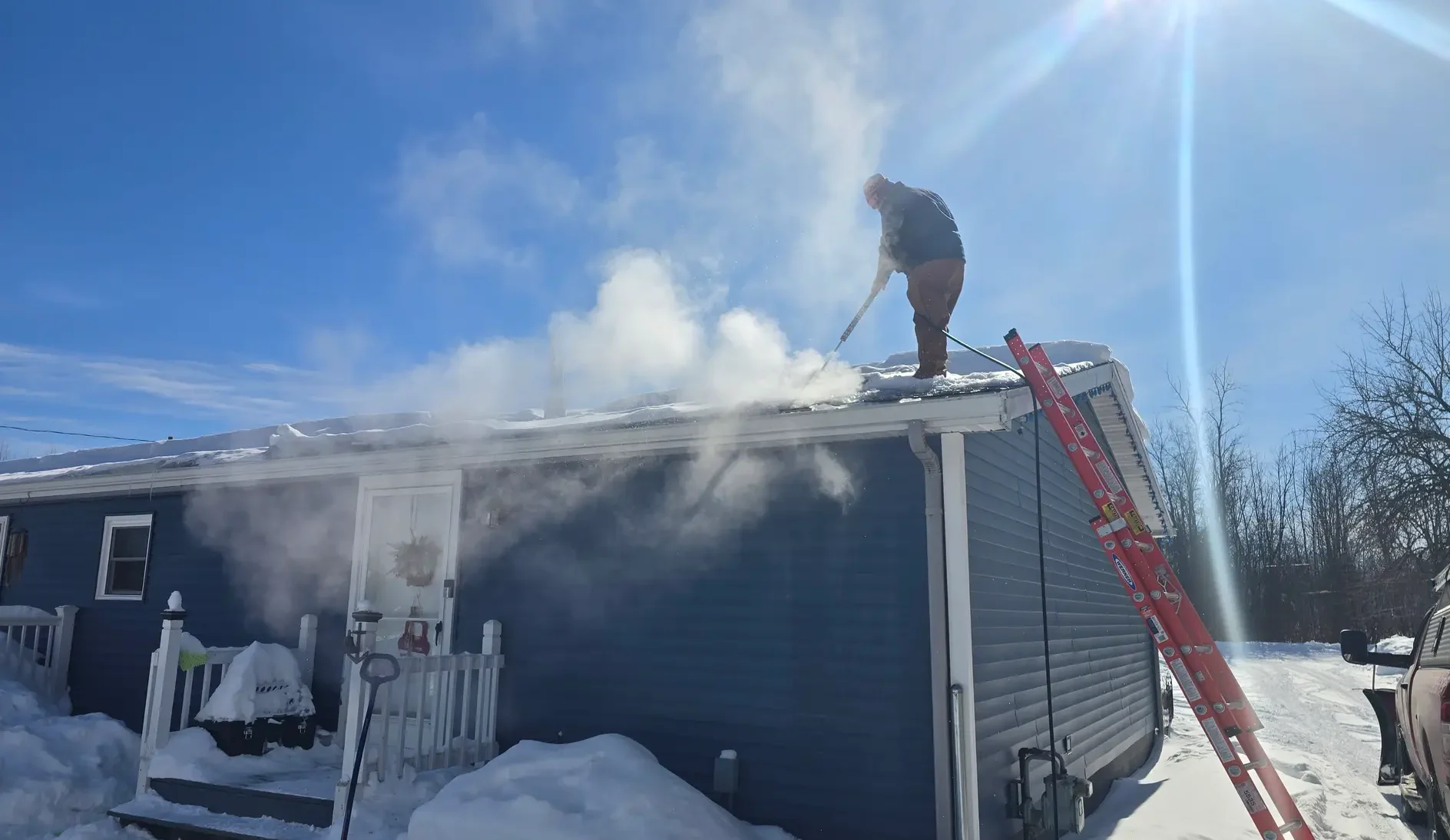 Ice Dam Removal with Soft Steam